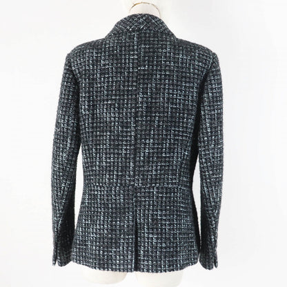 CHANEL tailored jacket 22B P73315 Outer material: 67% cotton, Outer material: 14% polyamide (nylon), Outer material: 13% wool, Outer material: 3% alpaca, Outer material: 3% polyester black turquoise Women 38