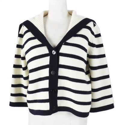 Christian Dior cardigan 224G02AM309 Main: 70% wool, Main: 30% cashmere Ivory Dark Navy Marinier Women 44