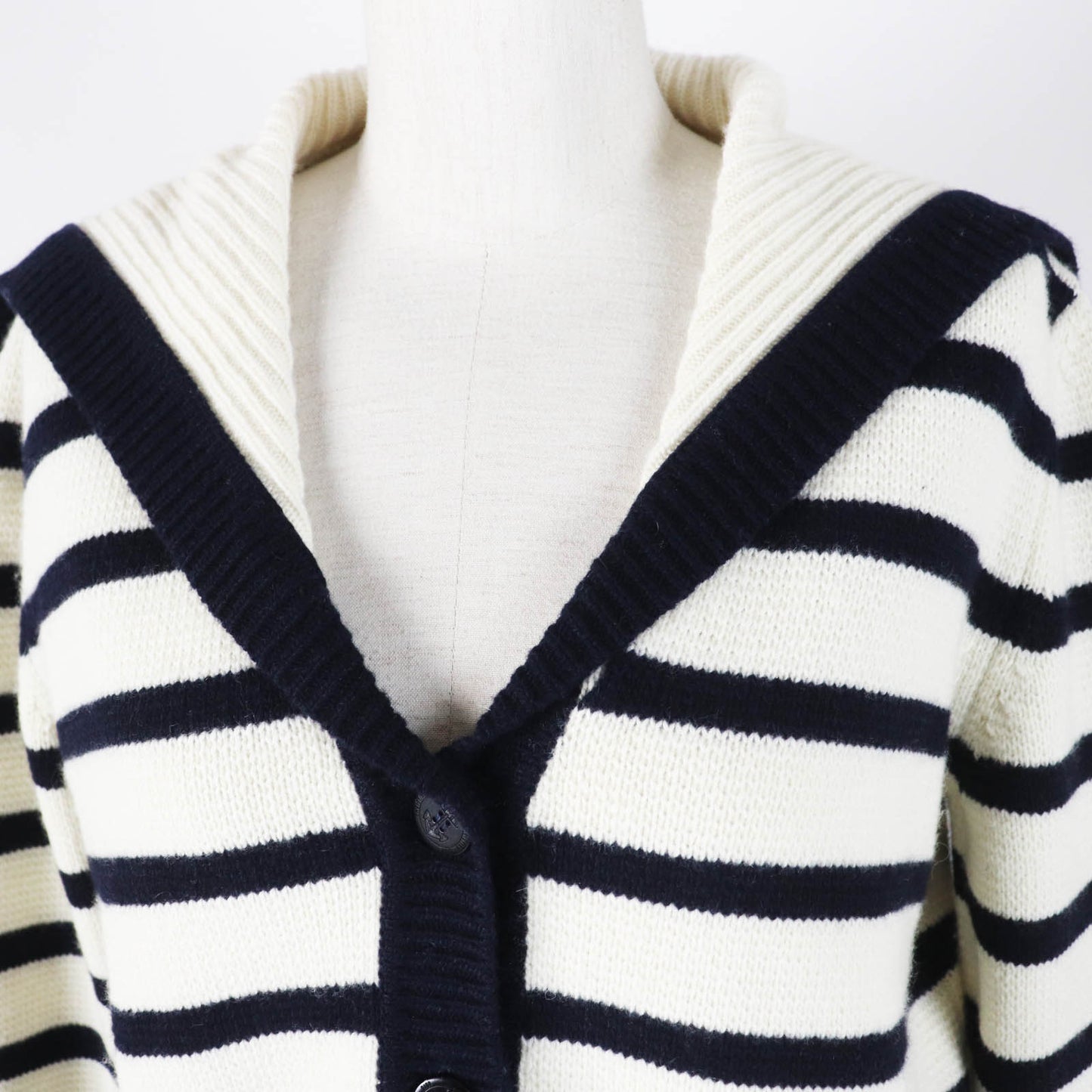 Christian Dior cardigan 224G02AM309 Main: 70% wool, Main: 30% cashmere Ivory Dark Navy Marinier Women 44