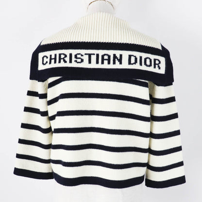 Christian Dior cardigan 224G02AM309 Main: 70% wool, Main: 30% cashmere Ivory Dark Navy Marinier Women 44