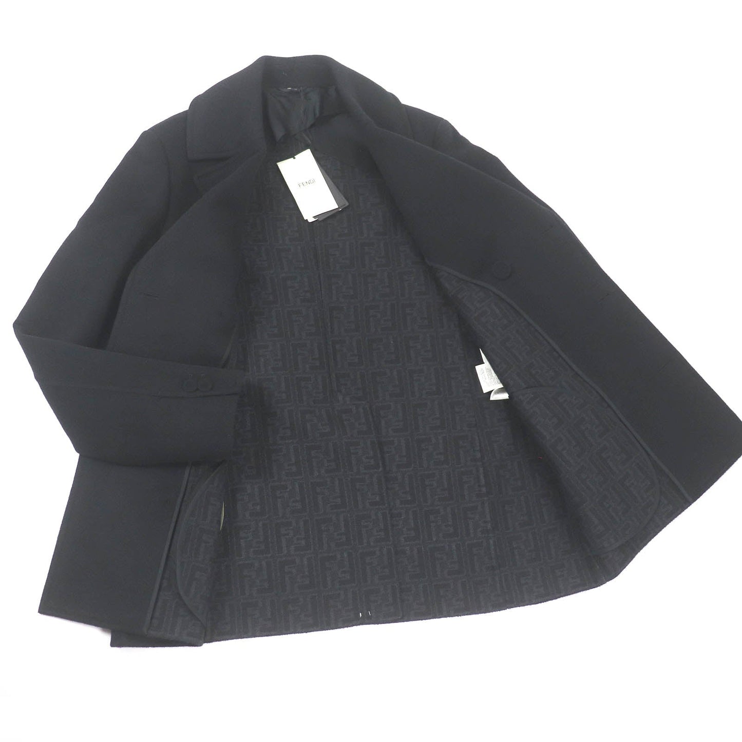 FENDI coat FF0709 Main: 99% wool, Main: 1% silk black mens 48