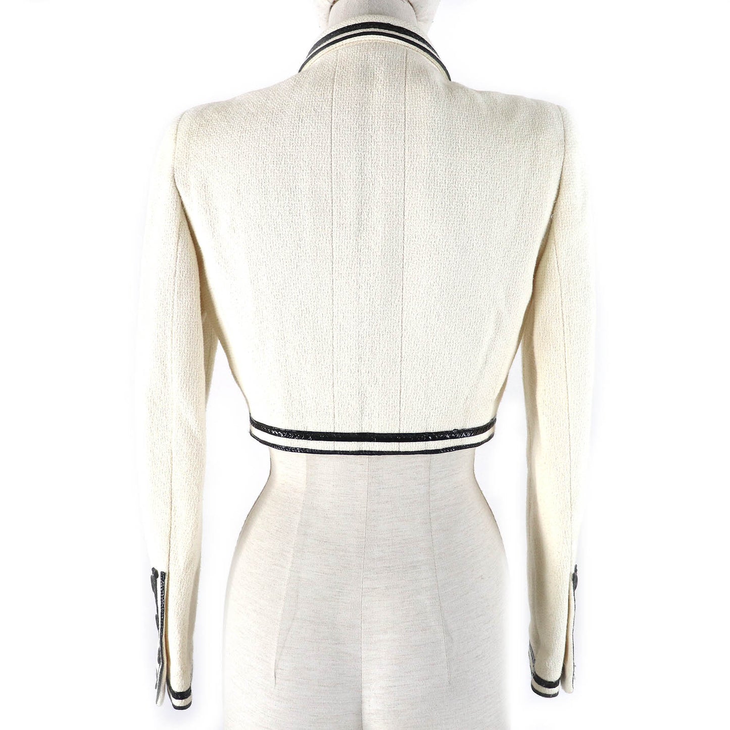 CHANEL Jacket 95P P04690 Outer: 100% cotton, Lining: 95% silk, Lining: 5% other Ivory black Women 36