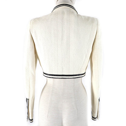 CHANEL Jacket 95P P04690 Outer: 100% cotton, Lining: 95% silk, Lining: 5% other Ivory black Women 36
