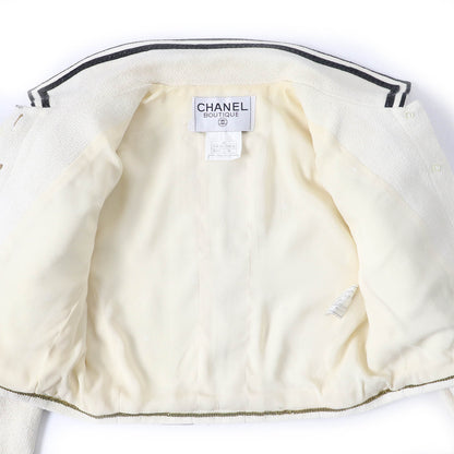 CHANEL Jacket 95P P04690 Outer: 100% cotton, Lining: 95% silk, Lining: 5% other Ivory black Women 36