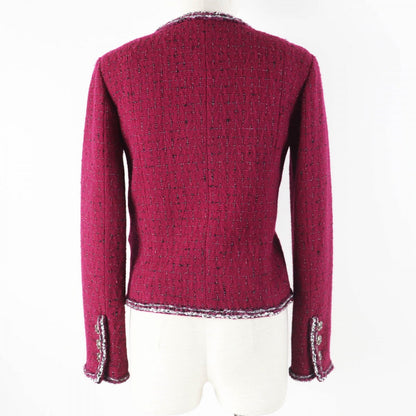 CHANEL Jacket 22A P73183 Outer: 98% wool, Outer: 2% viscose (rayon), Lining: 100% silk Burgundy Black White Women 34
