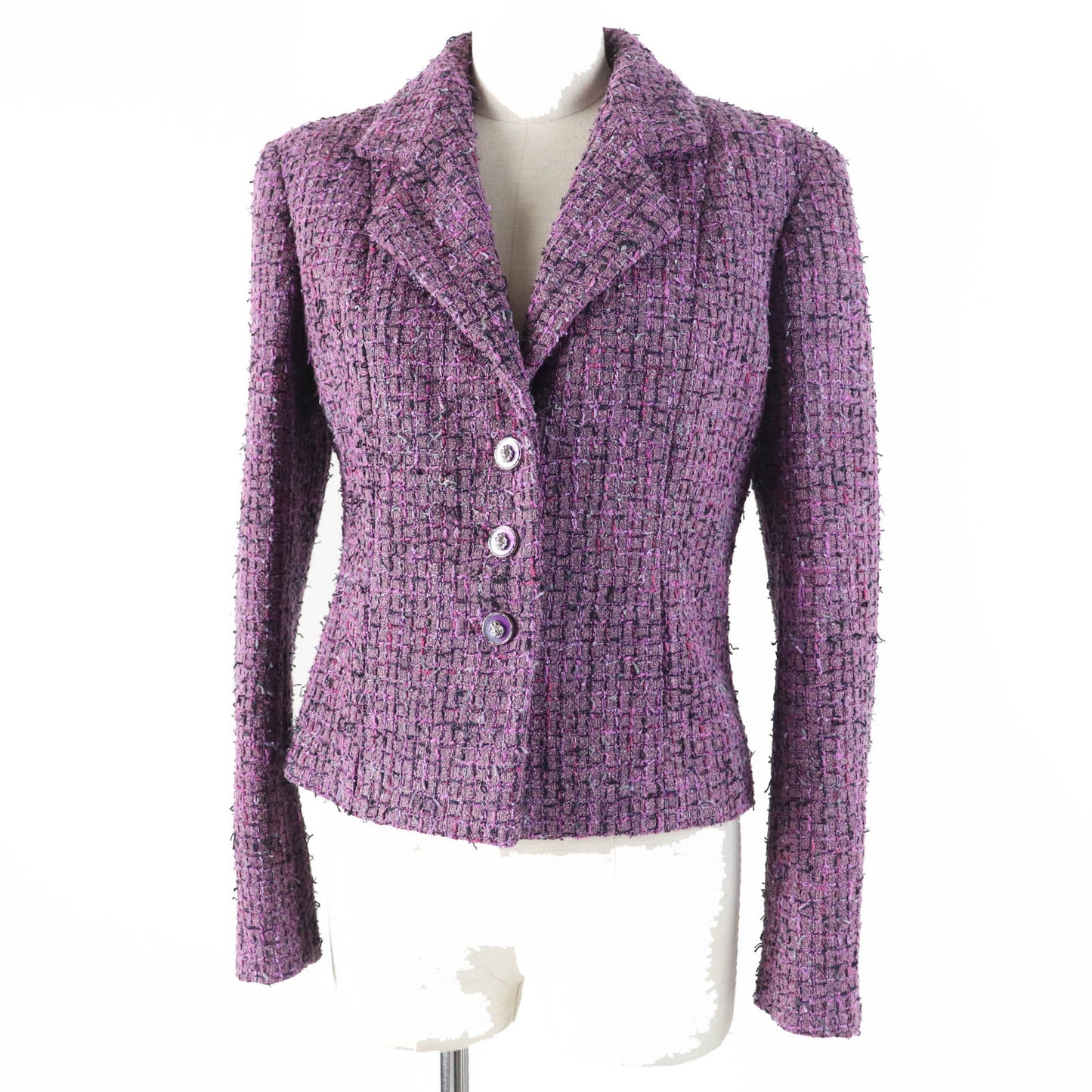 CHANEL Jacket 22P P72383 Outer: 48% acrylic, Outer: 27% polyester, Outer: 16% cotton, Outer: 9% polyamide (nylon), Lining: 100% silk Purple type Women 36