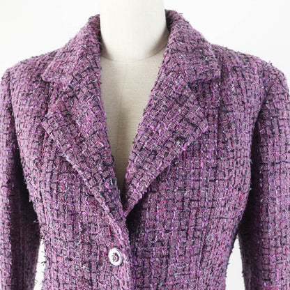 CHANEL Jacket 22P P72383 Outer: 48% acrylic, Outer: 27% polyester, Outer: 16% cotton, Outer: 9% polyamide (nylon), Lining: 100% silk Purple type Women 36