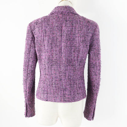 CHANEL Jacket 22P P72383 Outer: 48% acrylic, Outer: 27% polyester, Outer: 16% cotton, Outer: 9% polyamide (nylon), Lining: 100% silk Purple type Women 36