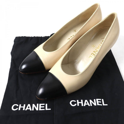 CHANEL pumps Main: Leather Beige black Women 36