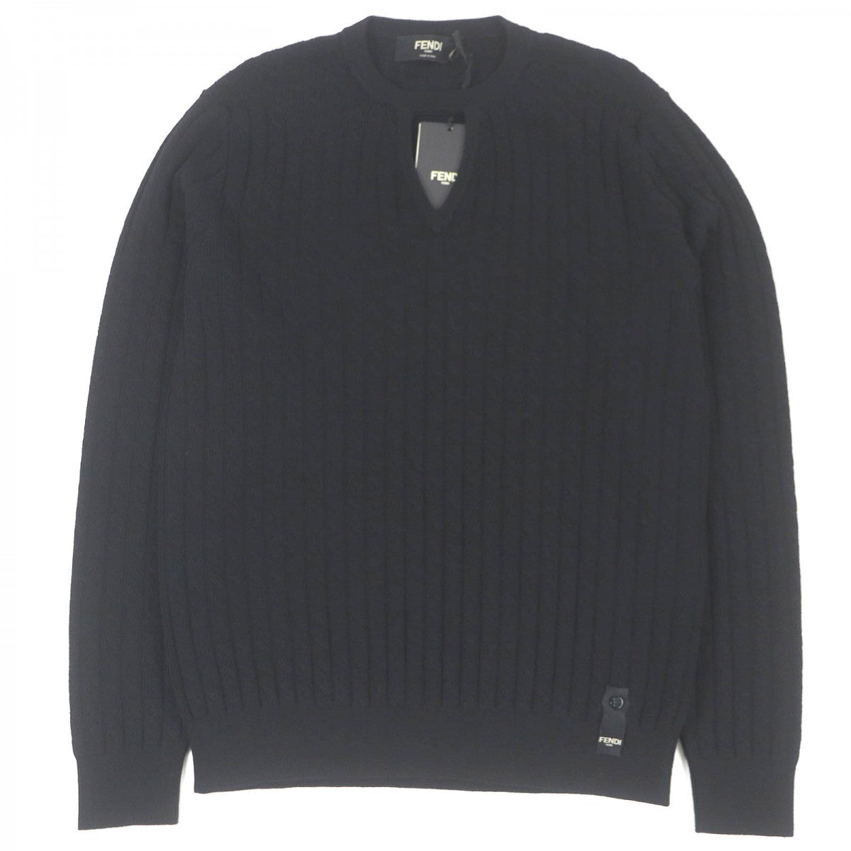 FENDI sweater FZX077 Main: 100% wool black mens 46