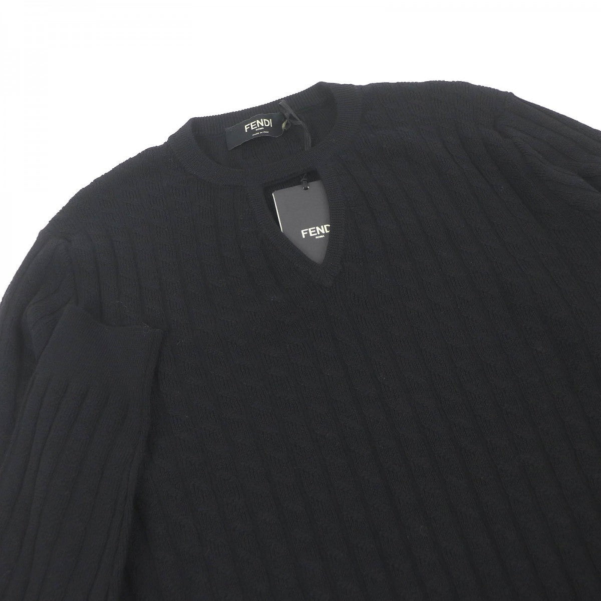 FENDI sweater FZX077 Main: 100% wool black mens 46