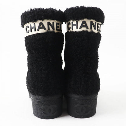 CHANEL short boots G34080 Main: Mouton, Part: Leather Black White Women 35