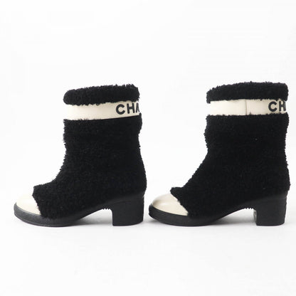 CHANEL short boots G34080 Main: Mouton, Part: Leather Black White Women 35