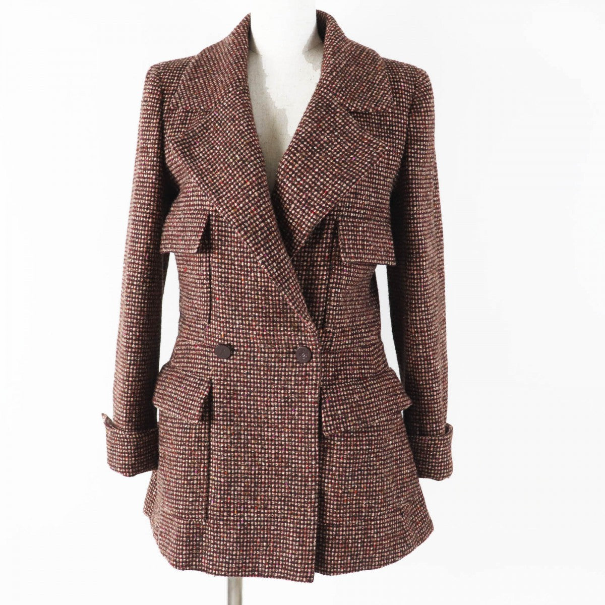 CHANEL Jacket 01A P18117 Main: 88% wool, Main: 12% silk, Lining: 100% silk Brown type Women 36