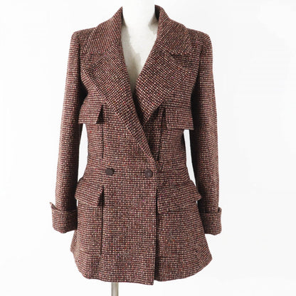 CHANEL Jacket 01A P18117 Main: 88% wool, Main: 12% silk, Lining: 100% silk Brown type Women 36