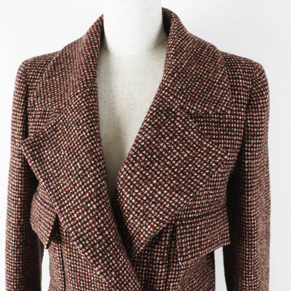 CHANEL Jacket 01A P18117 Main: 88% wool, Main: 12% silk, Lining: 100% silk Brown type Women 36