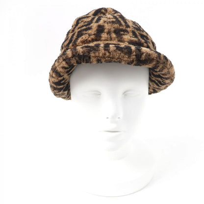 FENDI hat FXQ632 Main: Sheepskin, Lining: 100% Silk Brown black Women M