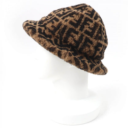 FENDI hat FXQ632 Main: Sheepskin, Lining: 100% Silk Brown black Women M