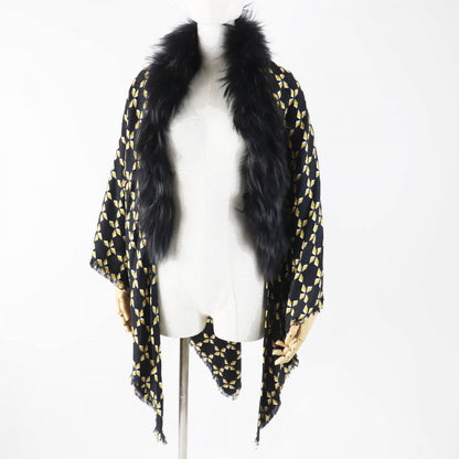 FENDI scarf FXT069 Main: 60% silk, Main: 40% wool, Part: raccoon Black Yellow Beige White Women