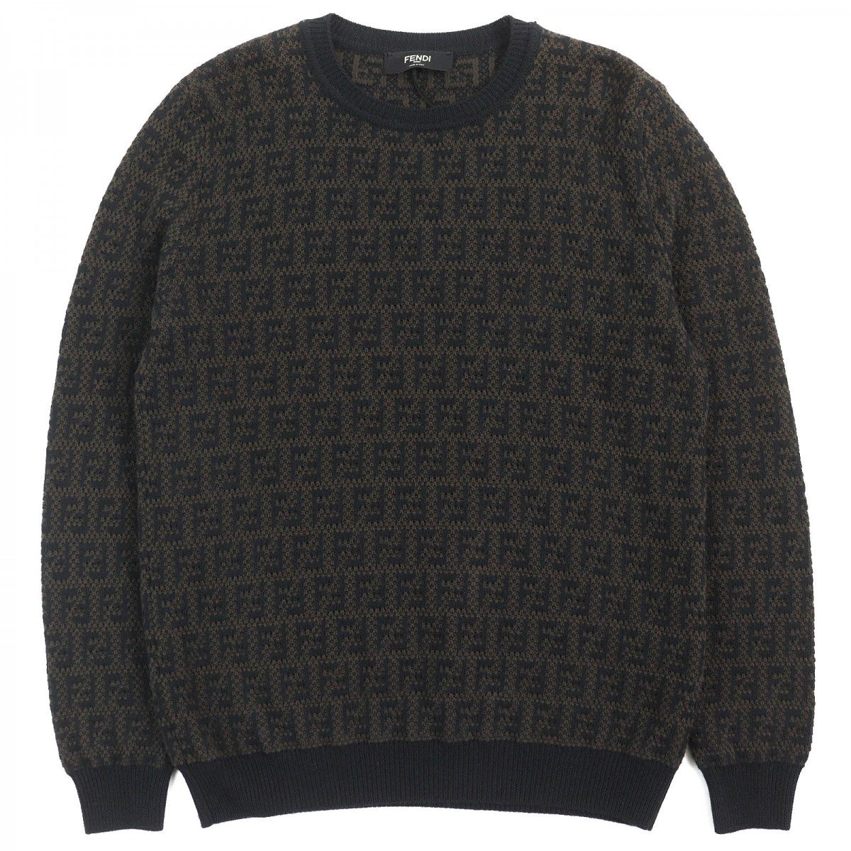 FENDI knit FZX034 Main: 54% wool, Main: 39% cotton, Main: 7% cashmere Black dark brown mens 50