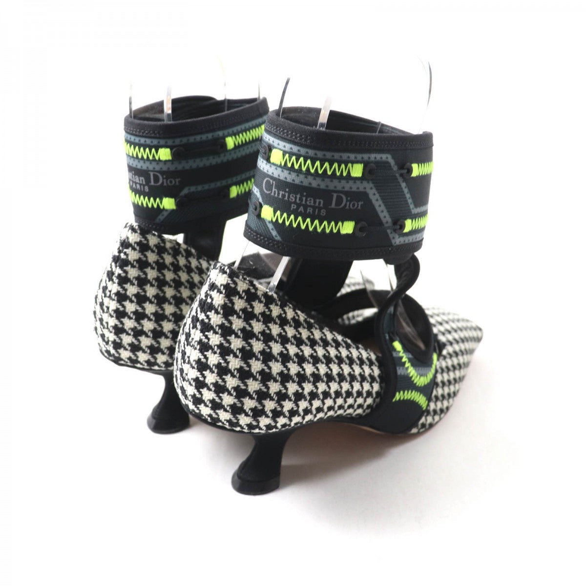 Christian Dior pumps Houndstooth weave (wool), ultra-lightweight neoprene material, leather Multi Houndstooth pattern Trekking Strap Dior 62-22 Women 37
