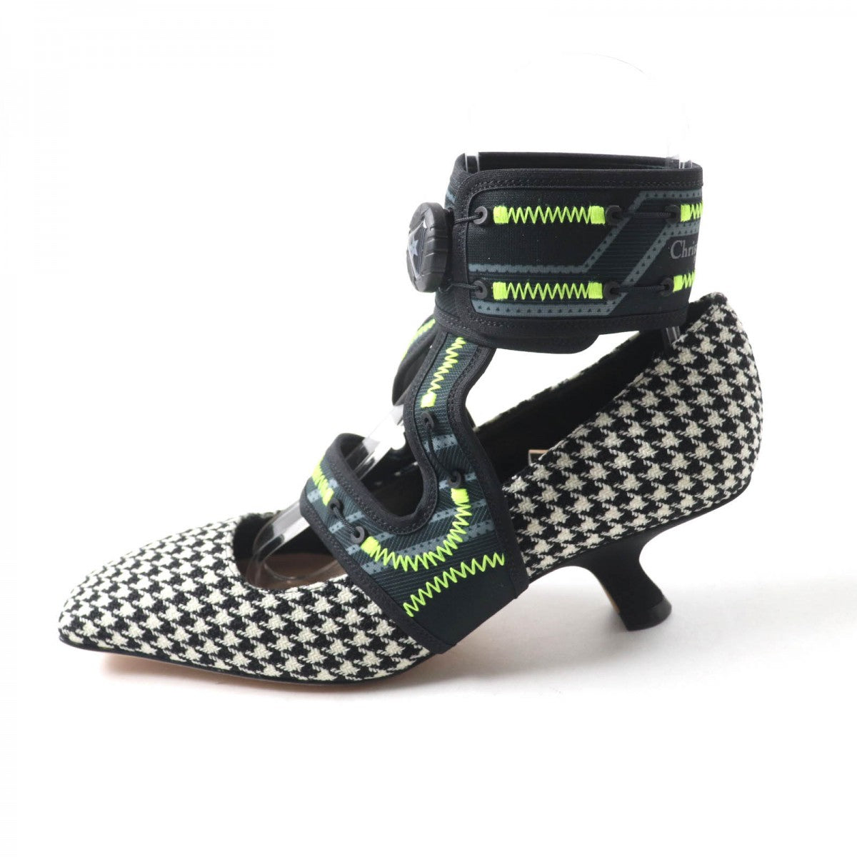Christian Dior pumps Houndstooth weave (wool), ultra-lightweight neoprene material, leather Multi Houndstooth pattern Trekking Strap Dior 62-22 Women 37