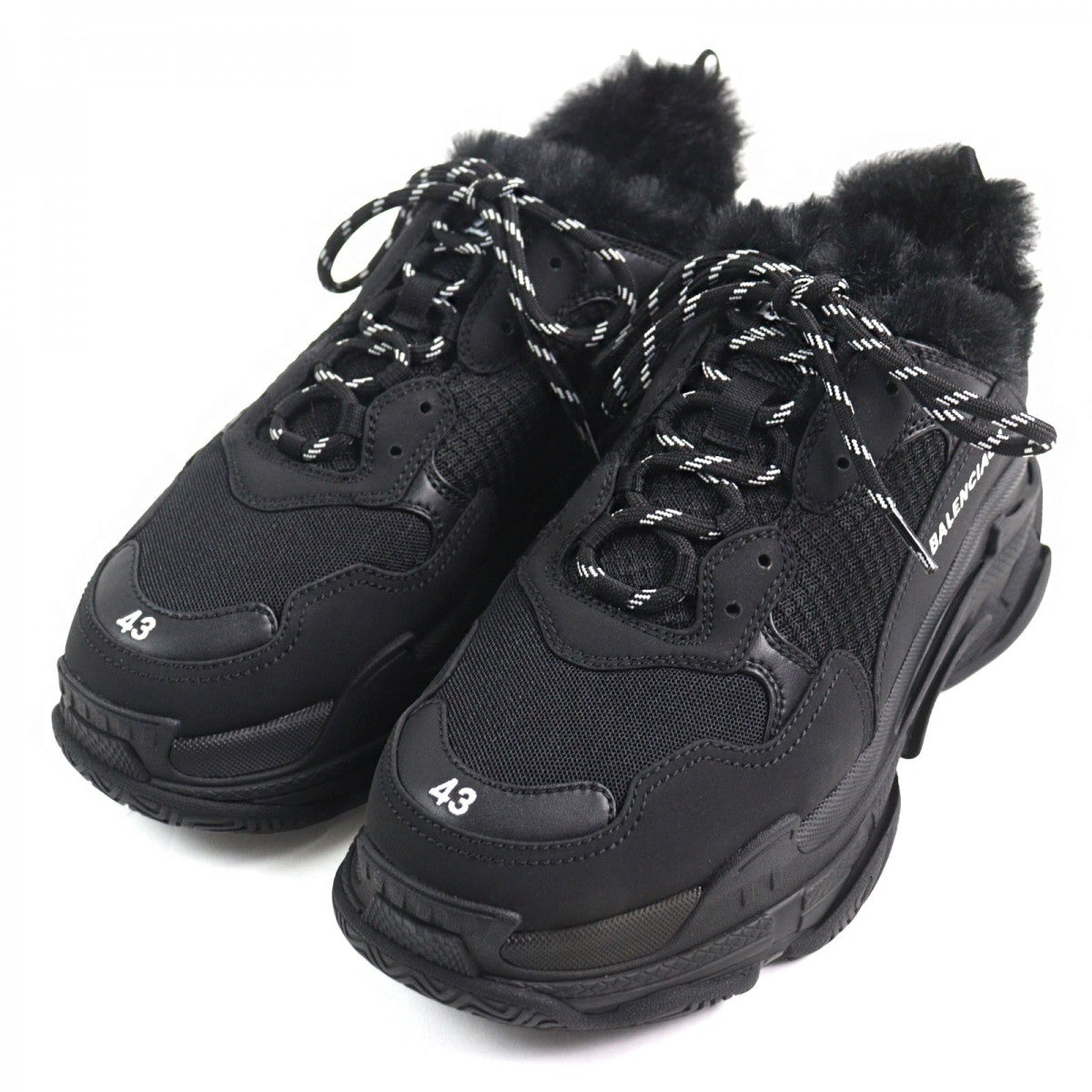 BALENCIAGA sneakers 668563 Part: Leather, Part: Eco-fur black TRIPLE S FUR Triple S mens 43