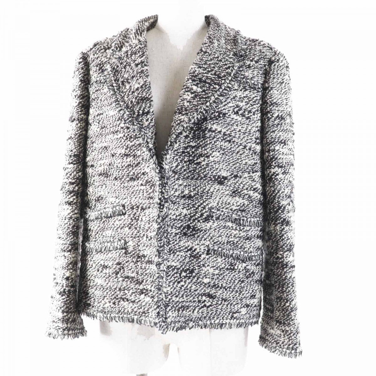CHANEL Jacket P24398 04A Main: 70% wool, Main: 15% nylon, Main: 15% acrylic, Lining: 95% silk, Lining: 5% elastane (polyurethane) Dark Brown Black White Women 44