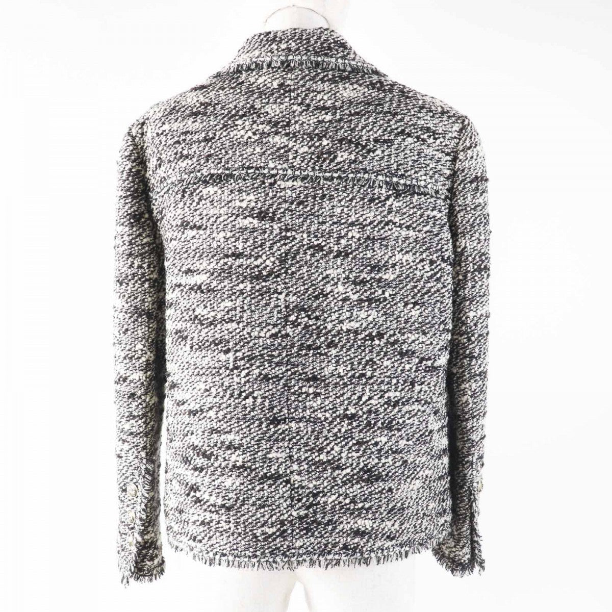CHANEL Jacket P24398 04A Main: 70% wool, Main: 15% nylon, Main: 15% acrylic, Lining: 95% silk, Lining: 5% elastane (polyurethane) Dark Brown Black White Women 44