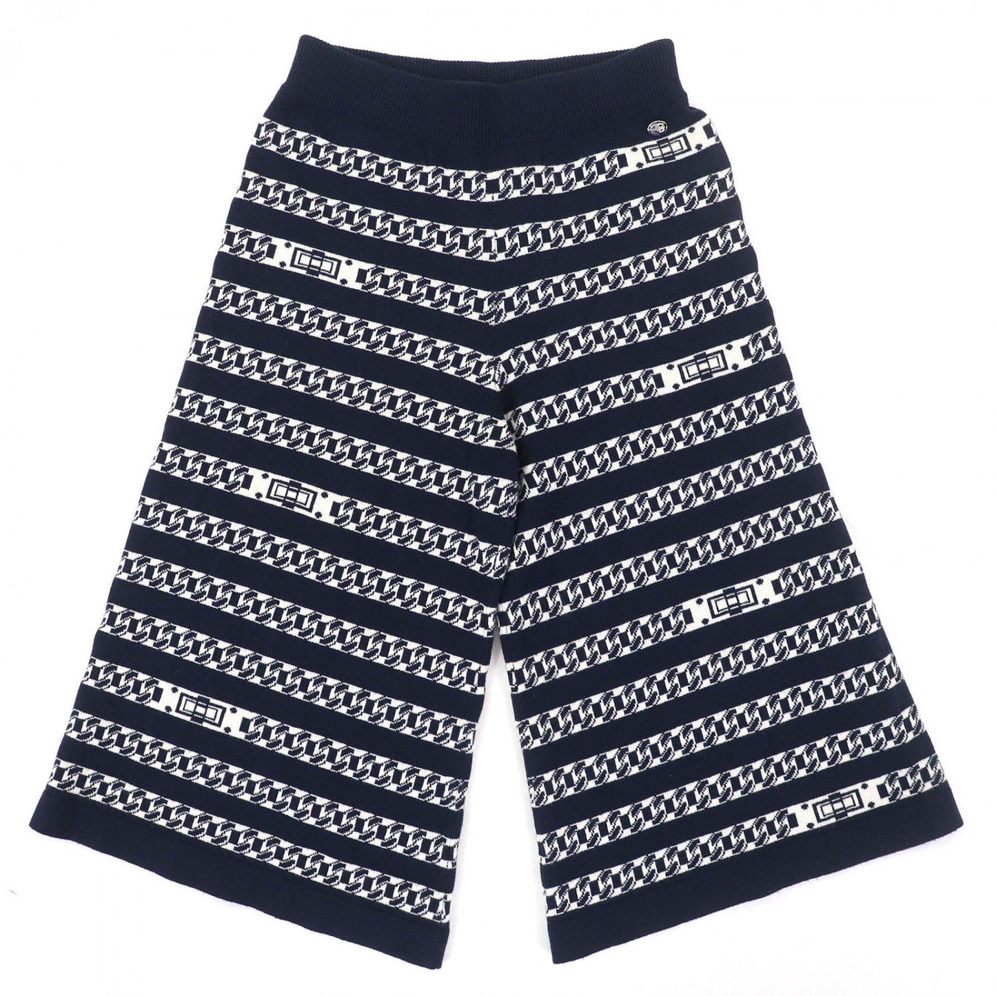 CHANEL Pants P56182K07327 cashmere Navy white 38