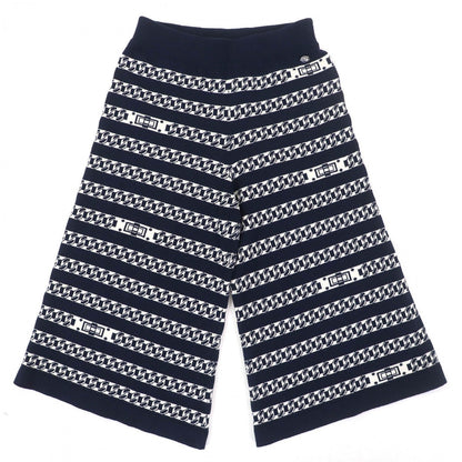 CHANEL Pants P56182K07327 cashmere Navy white 38