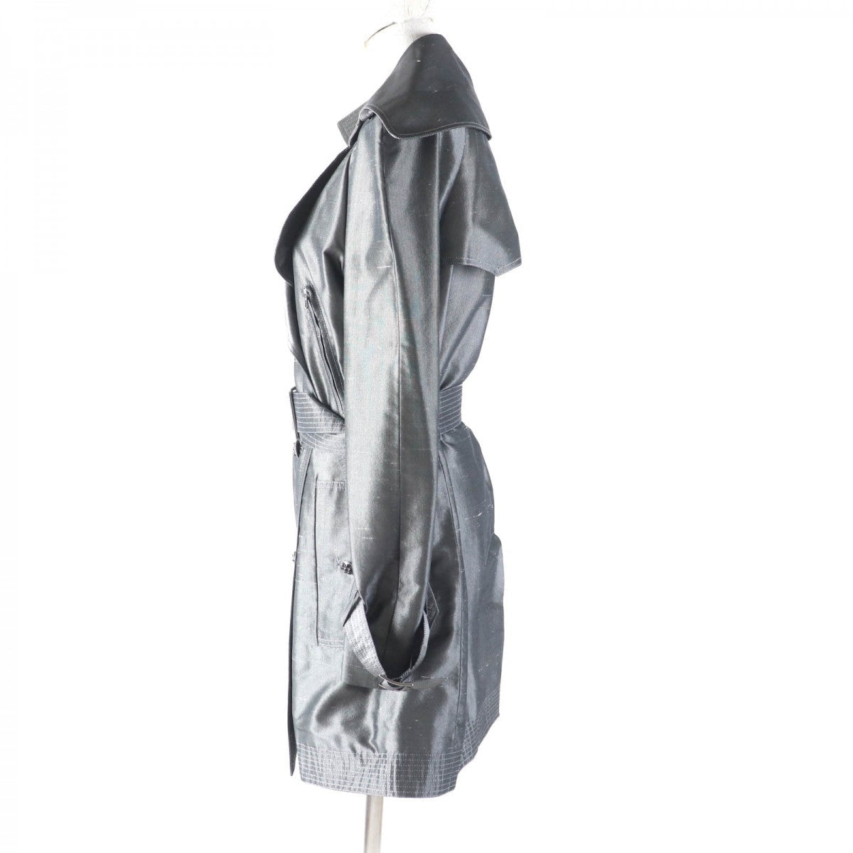 CHANEL coat 08A P33859 Outer: 100% silk, Lining: 100% silk gray Women 38