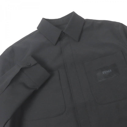 FENDI Long sleeve shirt FW1145 Main: 53% polyester, 43% wool, 4% polyurethane black mens 46