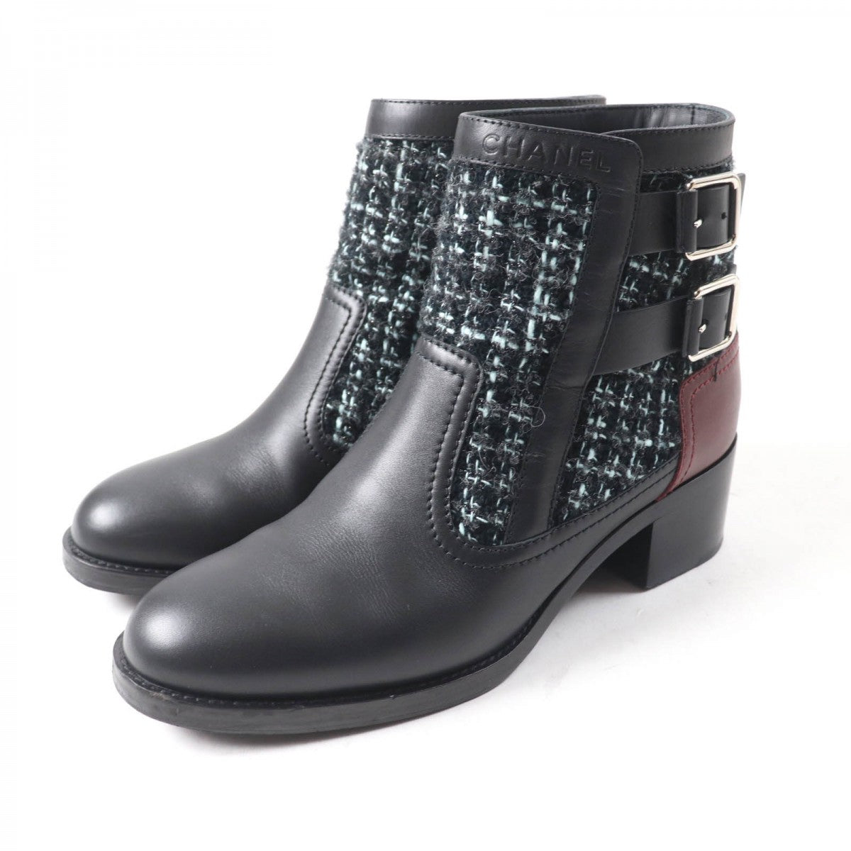 CHANEL Ankle boots 22B G39334 Main: Leather, Part: Tweed multicolor Women 38 C