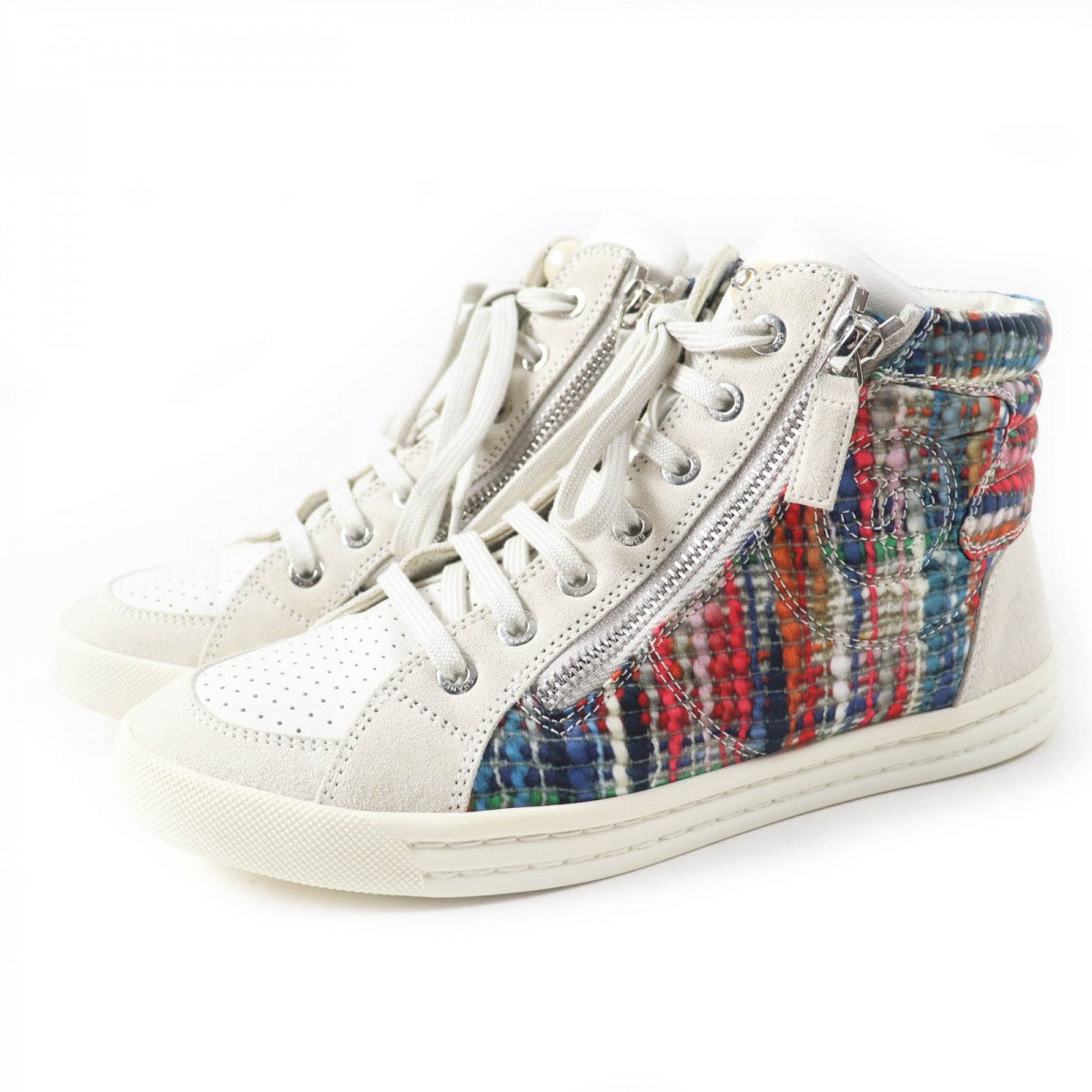 CHANEL High cut sneakers G29918 Main: Suede leather light gray multi Women 36