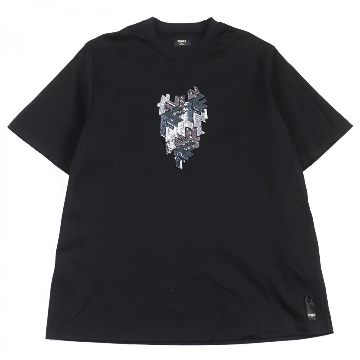 FENDI Short sleeve T-shirt FY1217 Outer: 100% cotton, some parts: 94% cotton, some parts: 6% elastane, some parts: 100% polyester Black type mens M