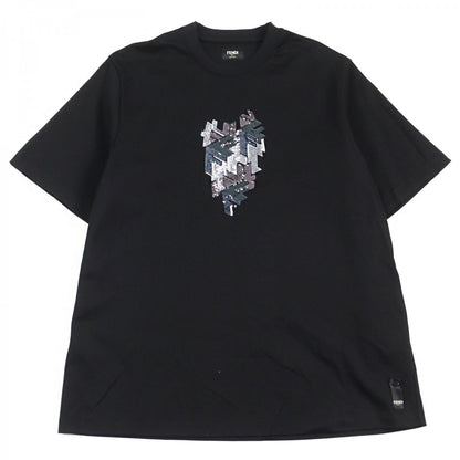 FENDI Short sleeve T-shirt FY1217 Outer: 100% cotton, some parts: 94% cotton, some parts: 6% elastane, some parts: 100% polyester Black type mens M