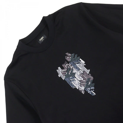 FENDI Short sleeve T-shirt FY1217 Outer: 100% cotton, some parts: 94% cotton, some parts: 6% elastane, some parts: 100% polyester Black type mens M
