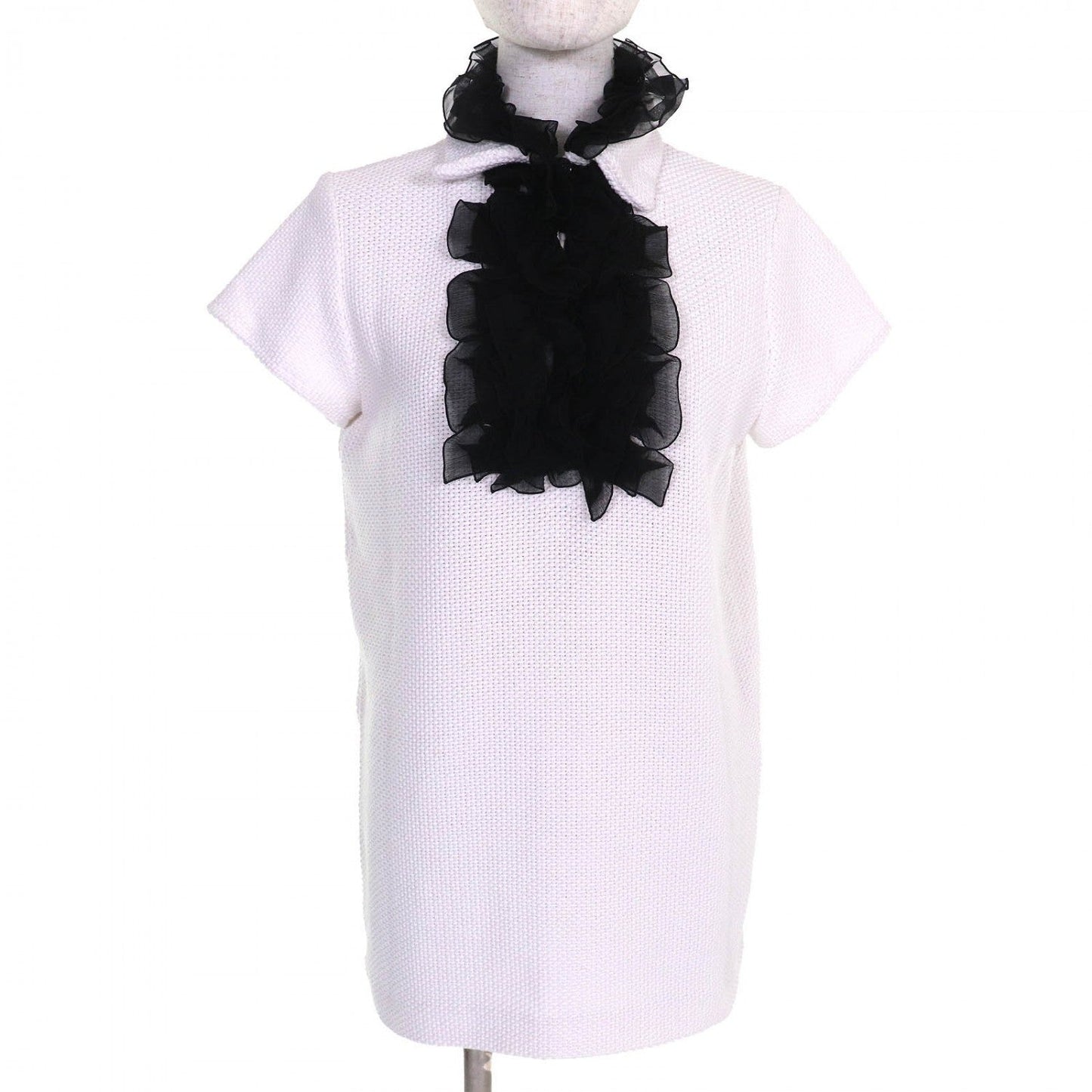 CHANEL knit P71969 cotton White black 34