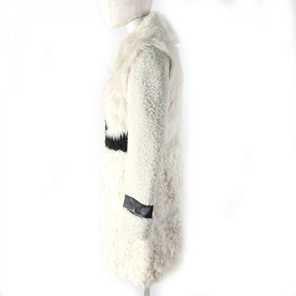CELINE Mouton coat 2 8F70/3568  Main: 100% sheepskin, lining: 55% cupra, lining: 45% rayon Ivory type Black Women 34