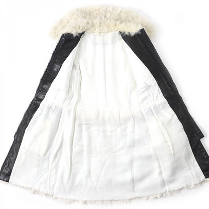 CELINE Mouton coat 2 8F70/3568  Main: 100% sheepskin, lining: 55% cupra, lining: 45% rayon Ivory type Black Women 34