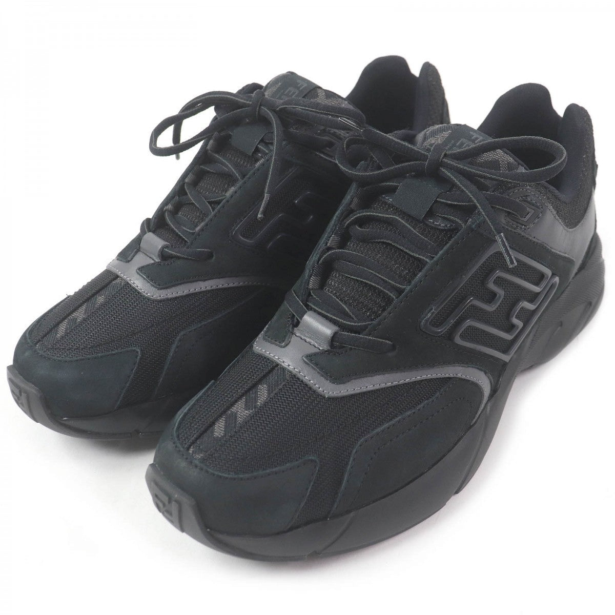 FENDI Low cut sneakers 7E1555 Main: Mesh, Main: Leather black FASTER TRAINERS mens 6