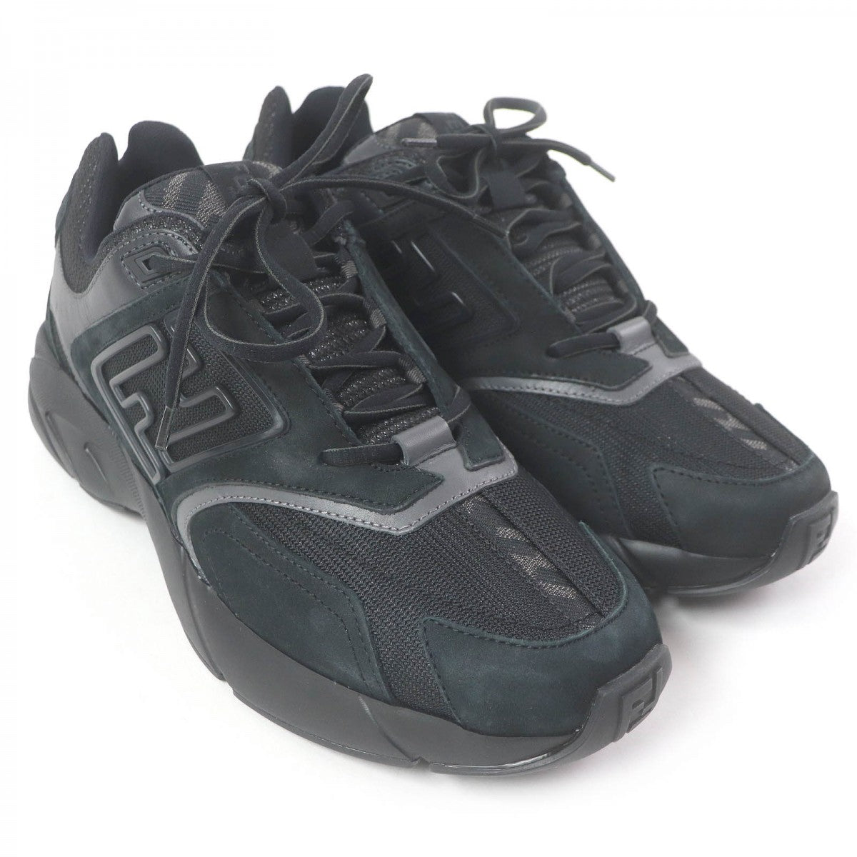 FENDI Low cut sneakers 7E1555 Main: Mesh, Main: Leather black FASTER TRAINERS mens 6