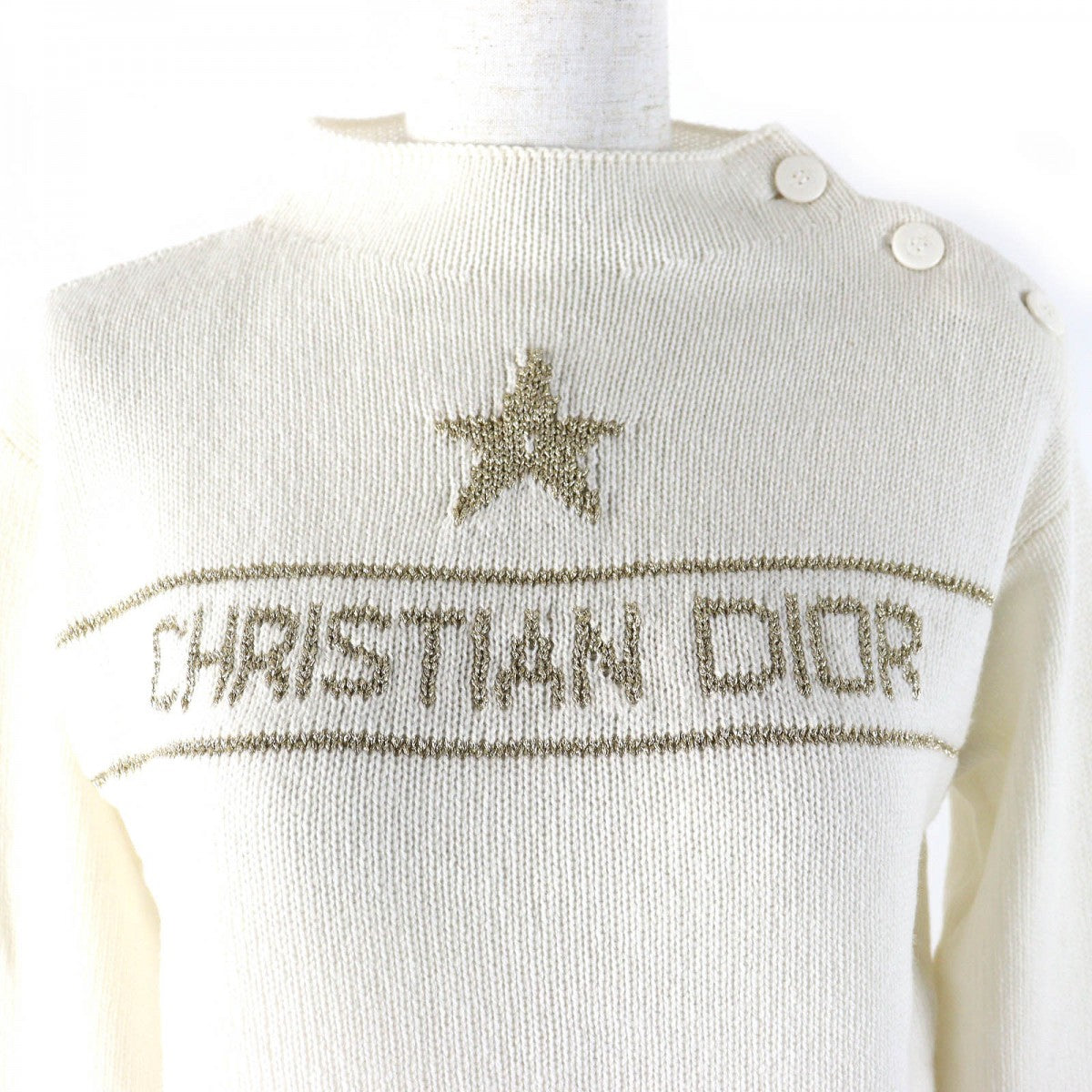 Christian Dior knit 414S94AM064 Main: 97% cashmere, Main: 2% rayon, Main: 1% polyester White gold Women 40