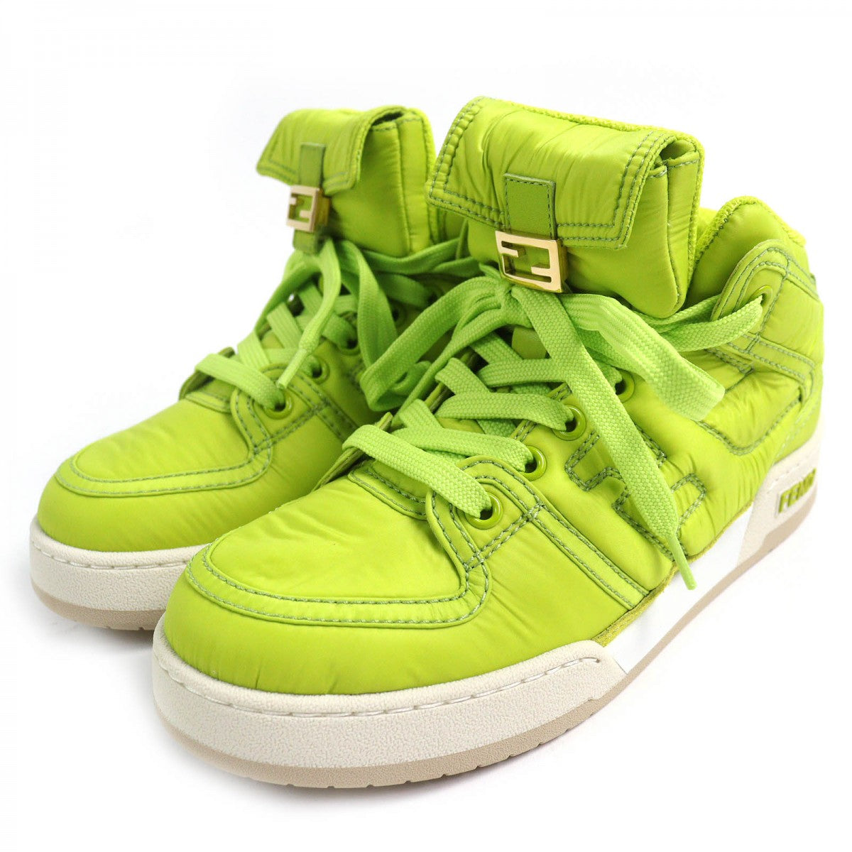FENDI High cut sneakers 8E8380 Nylon Light green 36
