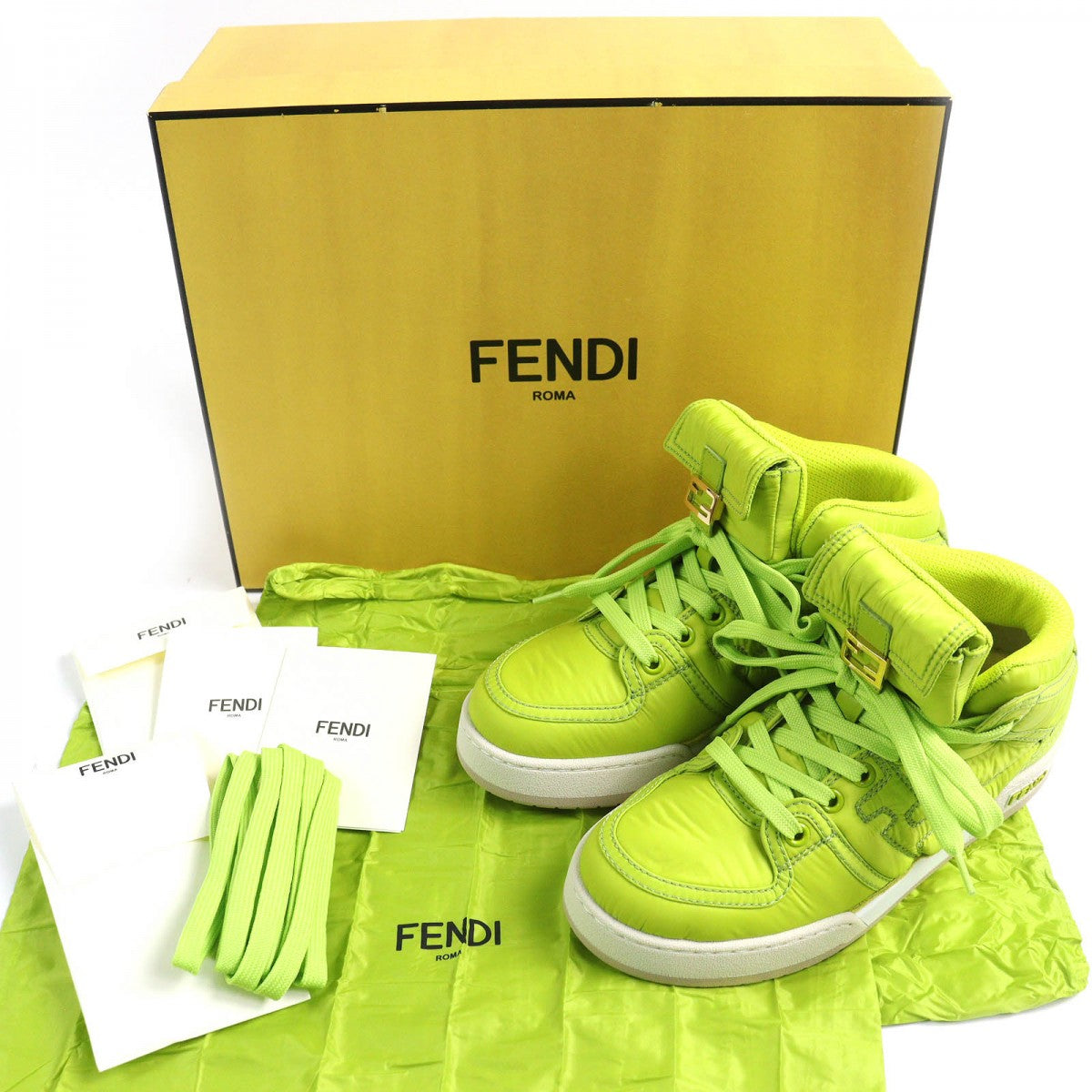 FENDI High cut sneakers 8E8380 Nylon Light green 36