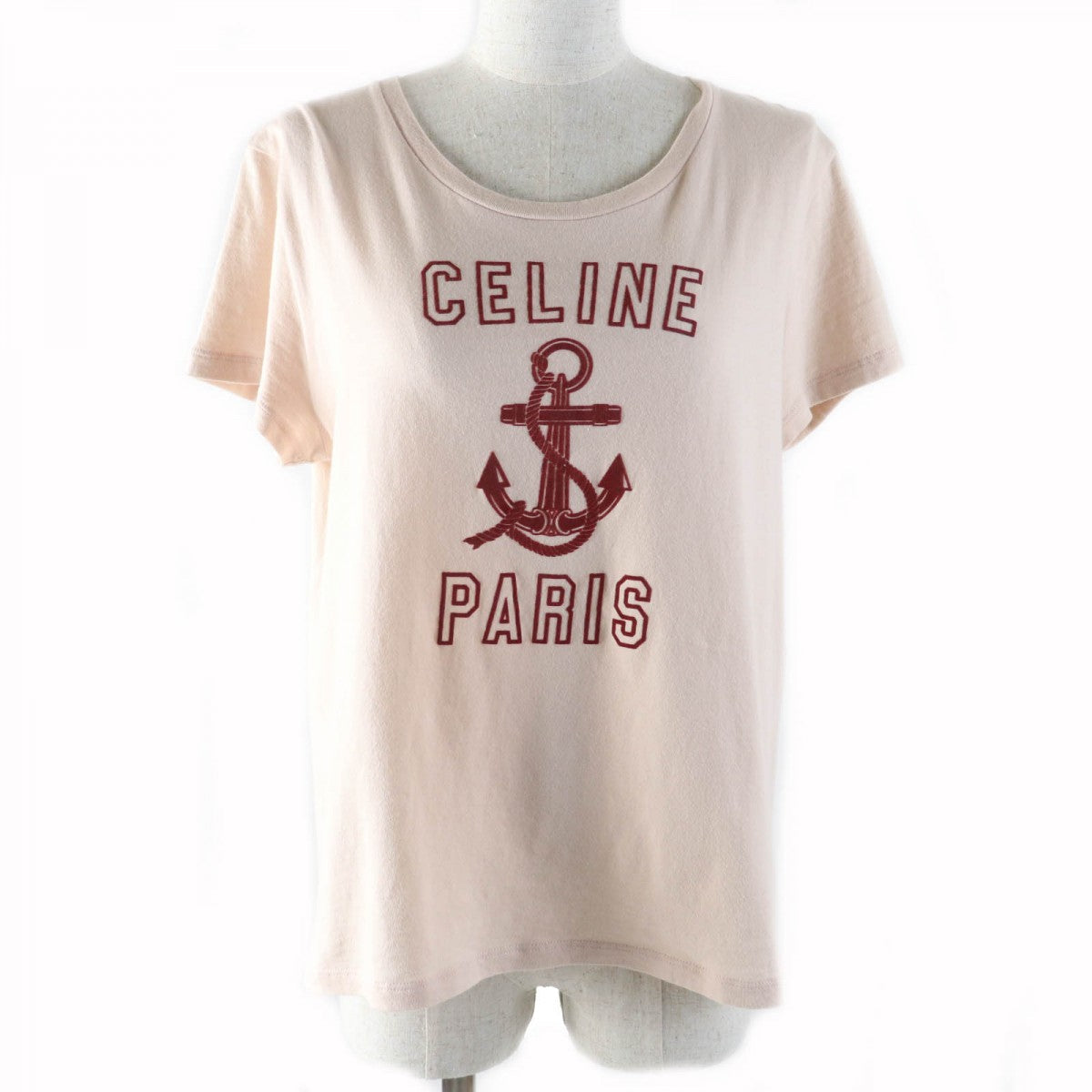 CELINE Short sleeve T-shirt 2X586114L Main: 100% cotton pink beige Women L