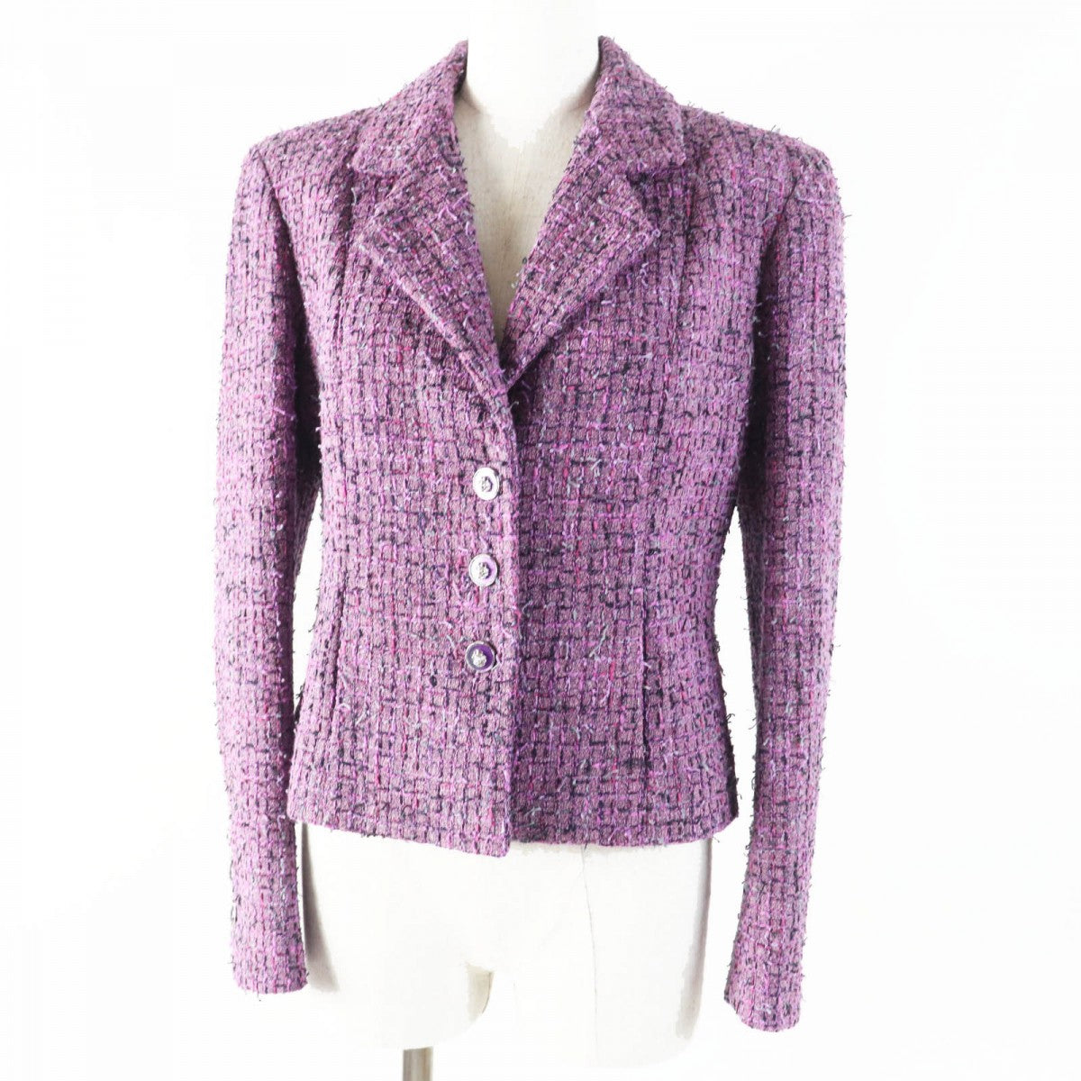 CHANEL Jacket 22P P72383 Main: 48% acrylic, Main: 27% polyester, Main: 16% cotton, Main: 9% polyamide (nylon), Lining: 100% silk purple Women 36