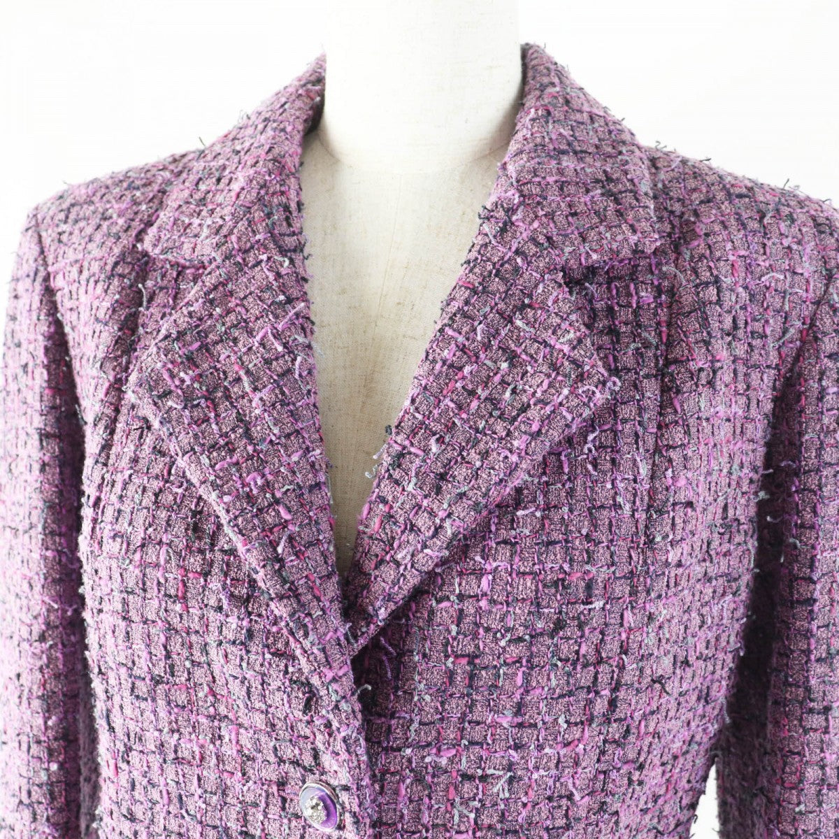 CHANEL Jacket 22P P72383 Main: 48% acrylic, Main: 27% polyester, Main: 16% cotton, Main: 9% polyamide (nylon), Lining: 100% silk purple Women 36