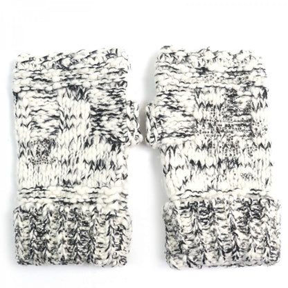 CHANEL gloves P39194 Main: Wool 52%, Main: Cashmere 18%, Main: Cotton 16%, Main: 7%, Main: Silk 3% White x black Women M